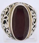 Sterling Silver Carnelian Middle Eastern Design Ring