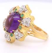Majestic 18kt Amethyst, Emerald and Diamond Ring