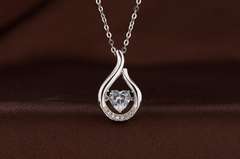 Beautiful Heart Center Stone Silver Pendant