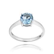 Sterling Silver Swiss Blue Topaz Solitaire Round Ring