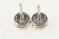 14K White Gold 0.82 Ctw Diamond Round Halo Cluster Stud Earrings