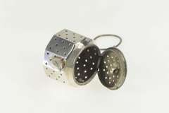 Sterling Silver Tea Pot Steeper Infuser Articulated Chain Ring