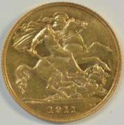 Lustrous BU 1911 Great Britain Gold Half Sovereign