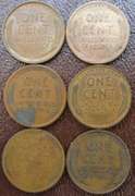 Lot Of 6 1909 V.D.B. Wheat Cents, Circulated.
