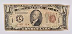 1934-A Star $10 San Francisco CA Federal Reserve Note Hawaii Overprint
