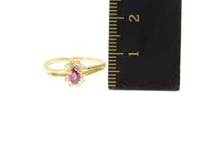 10K Yellow Gold Oval Natural Ruby Diamond Halo Engagement Ring