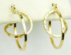 10K Diamond Cut Double Hoop Earrings