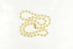 14K Yellow Gold 6.5mm Pearl Strand Classic Statement Necklace