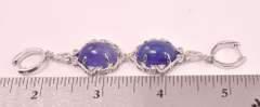 Dazzling Approx. 34.76CTW Cabochon-Cut Tanzanite and 0.70CTW Diamond Dangle Earrings in Sterling Silver