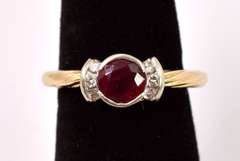 Ravishing Vintage Ruby and Diamond Ring in 14K Yellow Gold