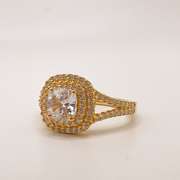 Sterling Silver/18kt Gold Plated CZ Engagement Ring