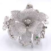 Quintessential 18kt White Gold Tsavorite Diamond Bangle Bracelet