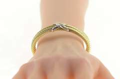 14K Yellow Gold David Yurman Double Cable Cuff Two Tone Bracelet