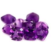 Royal purple! 12.89ct 7x7mm real Brazilian Amethyst set