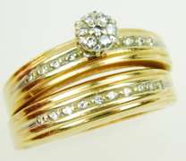 Vintage 14K Diamond Wedding Set, 5.75