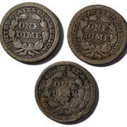1845 1851 & 1854 Seated Dimes