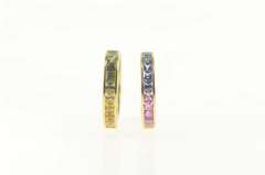 18K Yellow Gold 5.00 Ctw Princess Rainbow Sapphire Hoop Earrings