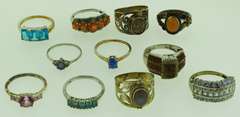 Sterling Silver Mixed Gemstone Ring Lot