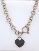 Vintage Sterling Silver Heart Shaped Pendant on Chain