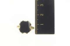 10K Yellow Gold Black Onyx Scalloped Squared Statement Ring