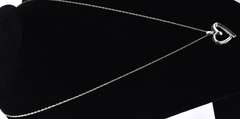 Sterling Silver Heart Necklace With Black Diamond Accents