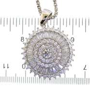 Italian Sterling Silver Beautiful CZ Sun Pendant  With Chain