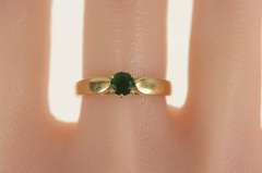 14K Yellow Gold Classic Round Syn. Emerald Solitaire Ring