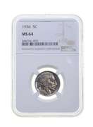 MS64 1936 Indian Head Buffalo Nickel - Graded NGC