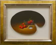 Beautiful Still Life on Artist Palette Leon Olmo Cherry Tomato Still Life on Artist Palette