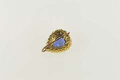 14K Yellow Gold 1.83 Ctw Pear Tanzanite Diamond Halo Pendant