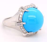 Stunning White Gold Turquoise and Diamond Ring