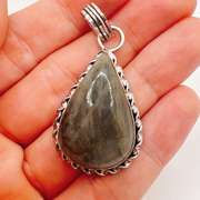 Beautiful Natural Gemstone Silver Pendant