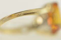 10K Yellow Gold Emerald Cut Synthetic Citrine Diamond Ring
