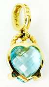 Exquisite 14K Blue Topaz & Diamonds Heart Pendant