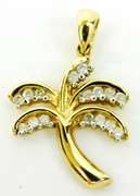 Vintage 14K Diamond Palm Tree Pendant