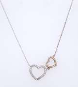 Sterling Silver Double Heart Shaped Pendant on Chain Necklace