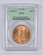 MS63 1915-S $20 Saint-Gaudens Gold Double Eagle PCGS