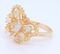Attractive Yellow Gold opal Butterfly Ring