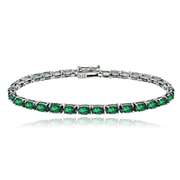 Sterling Silver 8.75ct Created Emerald Birthstone Tennis Bracelet