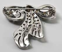 Silver And Marcasite Bow Pin