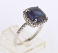 Sterling Silver Cushion Cut Purple Spinel Ring