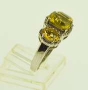 Sterling Silver Three Citrine Stone Ring