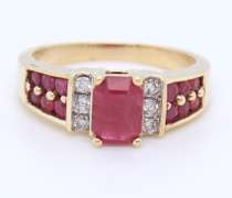 Attractive Yellow Gold Ruby and Diamond Cocktail Ring