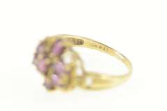 10K Yellow Gold Retro Purple Tourmaline Floral Cluster Cocktail Ring