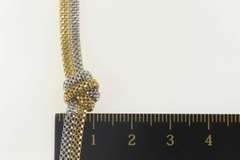 14K White Gold Two Tone Box Mesh Knot Chain Statement Necklace