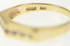 14K Yellow Gold Diamond Channel Squared Wedding Band Ring