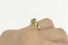 14K Yellow Gold Natural Emerald Oval Cut Engagement Bypass Ring