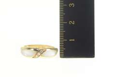 14K Yellow Gold Mother of Pearl Diamond Statement Band Ring