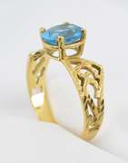 Feminine Filigree Blue Topaz Ring