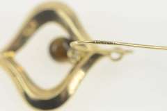 14K Yellow Gold Tiger's Eye Dangle Arabesque Hook Earrings